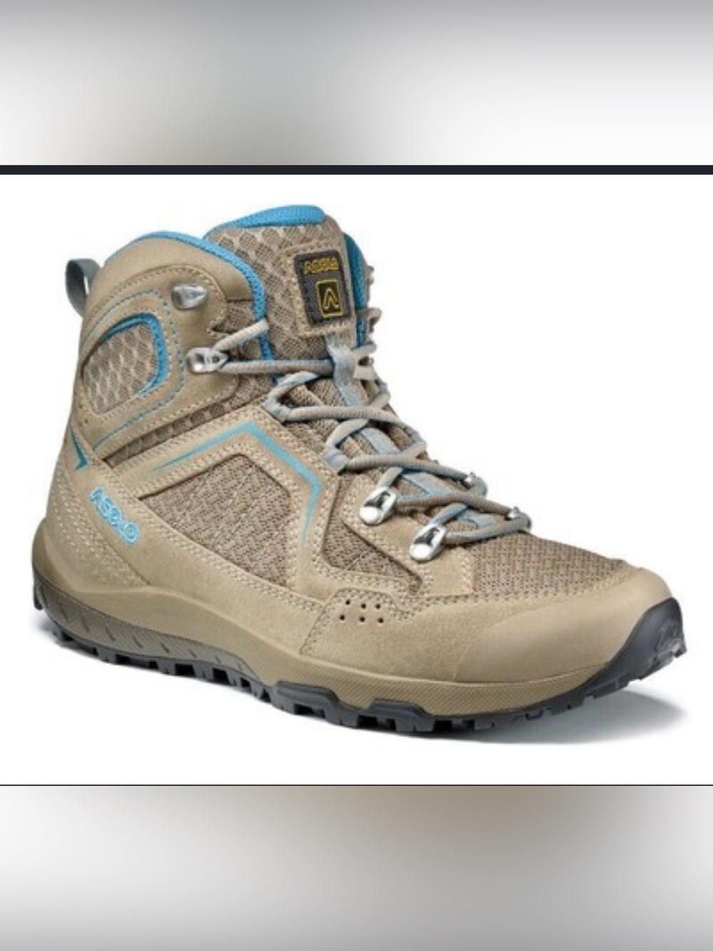 Asolo Angle Hiking Boots In Taupe-teal blue-Sz 8